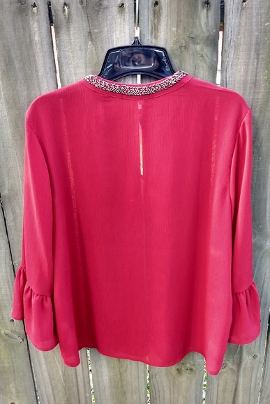 Red/Burgundy Maurice's Beaded Blouse/Top - Picture 5 of 6